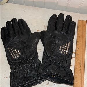 Vintage RARE Hein Gericke Black Studded Leather Gloves large